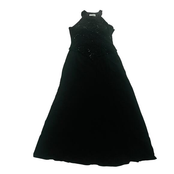 Karen Miller Vintage Beaded Sleeveless High Neck Layered Maxi Dress Size 12 - Picture 1 of 8